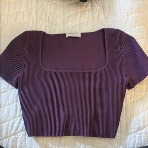 Babaton Deep Purple Ribbed Crop Top